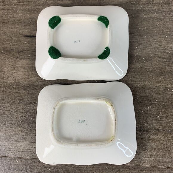 Porcelain 3D Rose 2 Trinket Dishes Japan Vintage Rectangle Plate - Picture 9 of 9